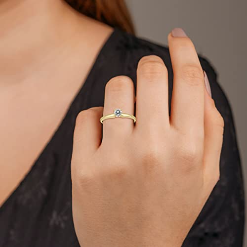 1/10 Carat Round Diamond Solitaire Ring in 14K Yellow Gold3