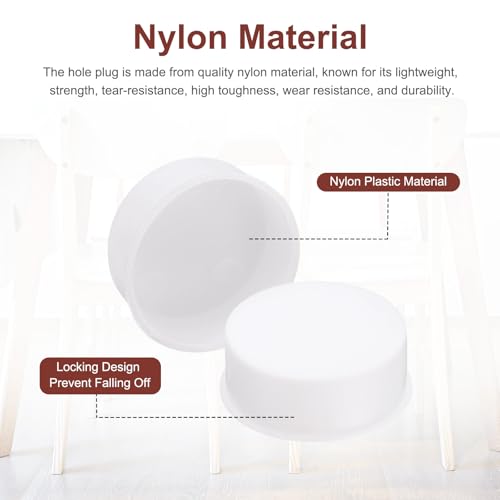 Image of uxcell 20pcs Plastic Hole Cover Plug for 35mm(1 3 /8 inch) Concealed Hinge Cup and Screw Hinge Hole Plugs Covers for Kitchen Cabinet Furniture, White