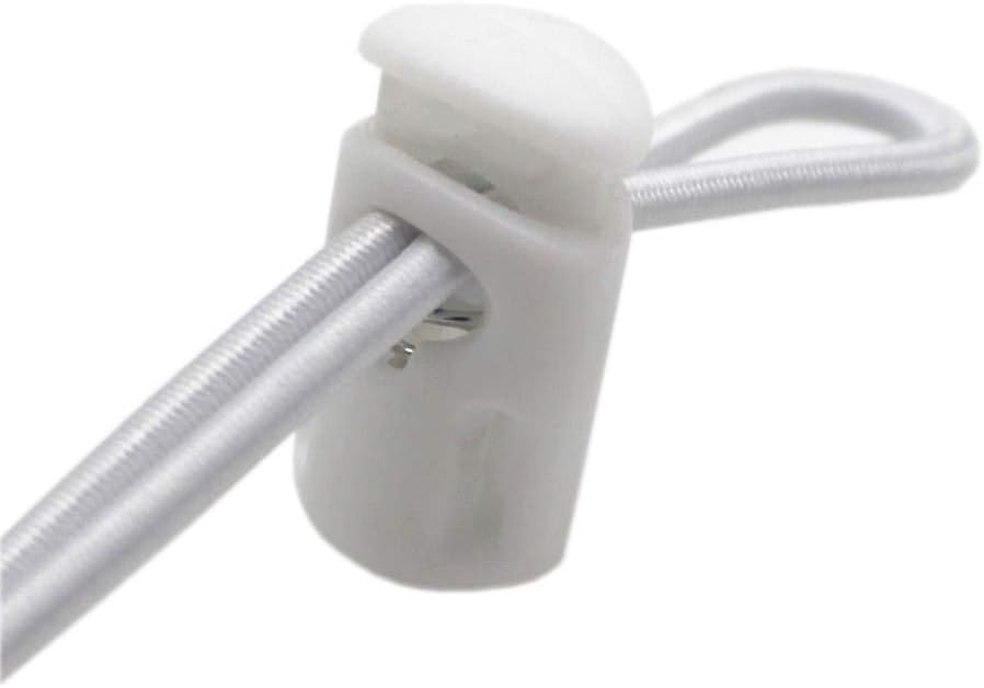 YaHoGa 25 pcs Cord Locks Spring Toggle Stopper + 10 Yards 1/8 Inch Cord Stretch String for Drawstring, Shoelaces, Clothing, Backpack, Bags (White)