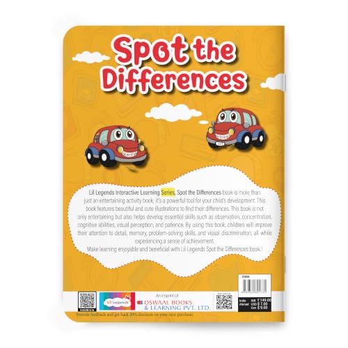 Image of Oswaal Lil Legends Interactive Learning Activity Book - Spot the Difference for Kids Age 4+ Years | Fun Puzzles to Boost Observation and Concentration | Brain Games for LKG /UKG /Lower Primary