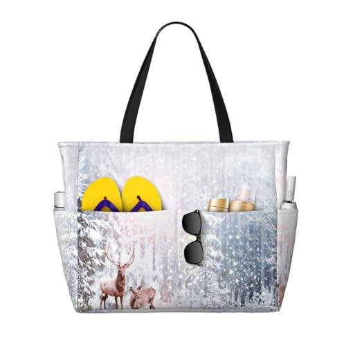 Sac de plage cerf en hiver grand volume pour emporter toutes vos affaires de bain