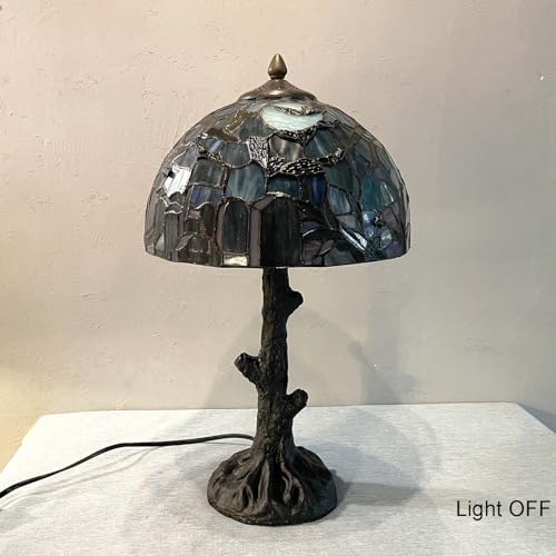 Bieyel10971tiffanystylestainedglasstablelampgothicgraveyardscenewithbatsfullmoonandtombstonedesigndarkblue12wx21hinch Urban Country Home Decor Bieye l10971 tiffany style stained glass table lamp gothic graveyard scene with bats full moon and tombstone design dark blue 12wx21h inch urban country home decor