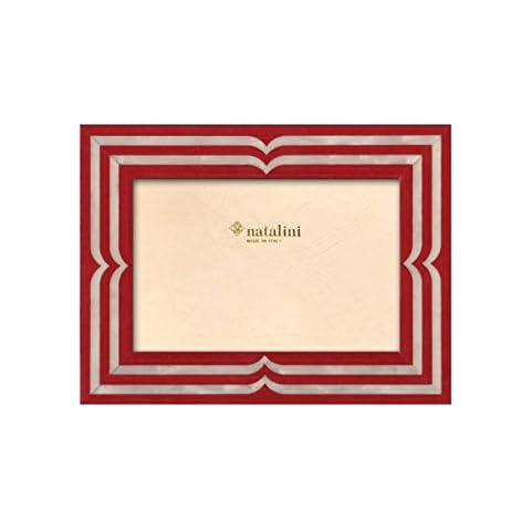 Natalini 4 X 6 White and Red Double Border Wooden Frame Made in Italy Cover