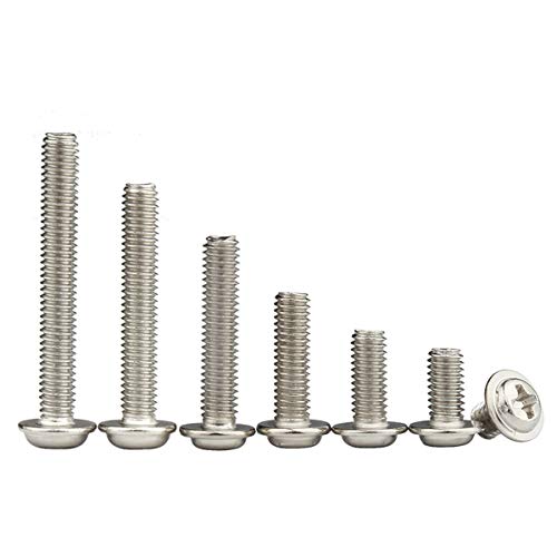 YOFASEN Set of 50 M4 Self-Tapping Screws, High-Hardness Pwm Machine Screws with Gaskets, Corrosion-Resistant