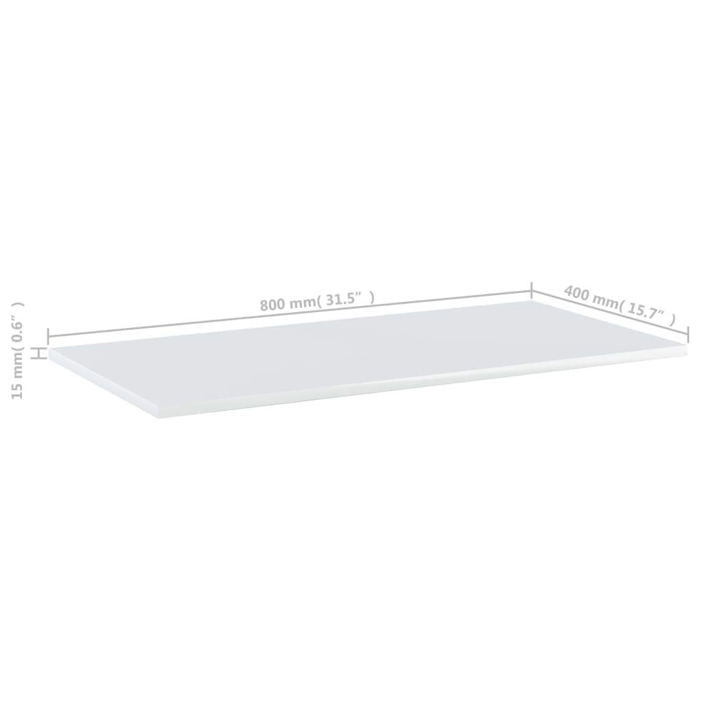 Regał na książki, 8 szt., wysoki połysk, biały, z materiału drewnopochodnego, 80 x 40 x 1,5 cm, pasuje do systemu regałowego, regał ścienny, regał stojący, modułowa możliwość rozszerzenia do
