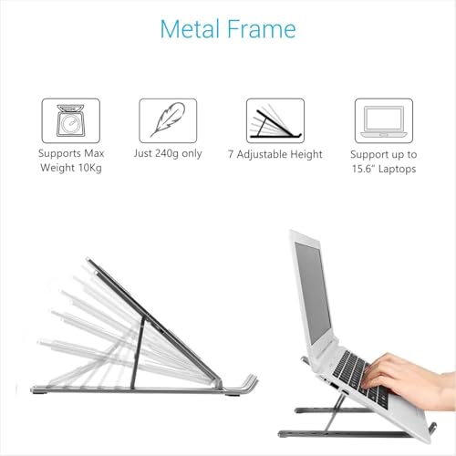 Image of ALS05 Aluminum Foldable Laptop Stand - Black I 6 Adjustable Levels I Anti-Slip and Heat Dissipation