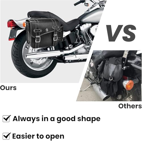 Alforjas retro para motocicleta para Harley-Davidson VRSC V-Rod, cuero sintético, gran capacidad, color negro miniatura 4