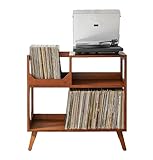 Crosley Furniture Asheville Mid-Century Modern Media Console Record Player Stand, Storage for Vinyl Records, Medium, Walnut