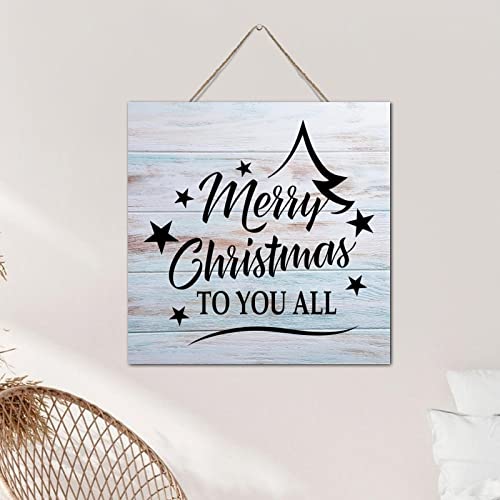 Panneau bois Merry Christmas suspendu déco rustique maison 30x30 cm - 6