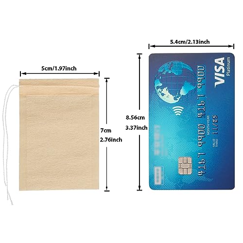Eketirry 100pcs Disposable Tea Bags for Loose Tea, Small Empty Tea Bag with Wood Pulp Material, Unbleached Tea Filter Bag with Drawstring (Initial, 1.97 x2.76 inch) - Thumbnail 3