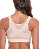 DotVol Women's Comfort Front Closure Back Support Full Coverage Non Padded Wirefree Everyday Bra(Seamless Beige,36C)