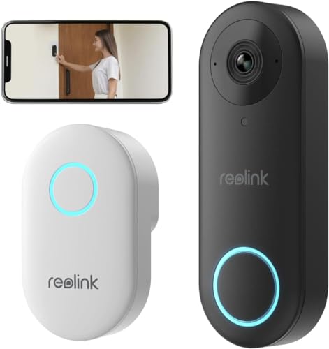 Reolink Video-Türklingel mit Chime, 5MP Ultra HD Kabelgebundene Türklingel mit Kamera, 2,4/5GHz WLAN, Personenerkennungsalarme, 180° Ultraweitwinkel, 2-Wege-Audio, Fernzugriff, Video Doorbell...
