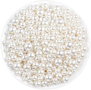 Pearl Beads, Anezus 800pcs Ivory Pearl Craft Beads Loose Pearls for Jewelry Making, Crafts, Decoration and Vase Filler (Assorted Sizes)