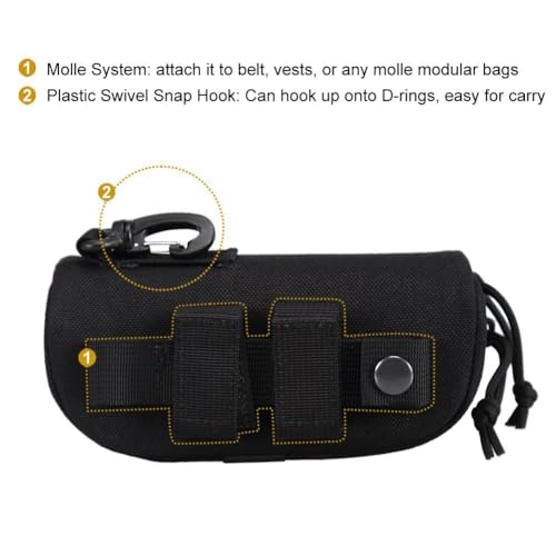 JT-HLM Sac à lunettes tactique Molle portable pour lunettes de soleil d'extérieur Style militaire Poche avec boucle, Noir , S – vue 3
