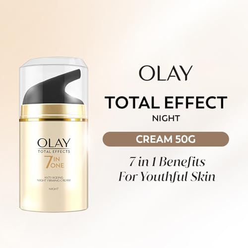 Image of Olay Total Effects Night Cream |with Vitamin C, B5, Niacinamide, Green Tea |Fights 7 signs of ageing every night for glowing, hydrated and younger looking skin |Suitable for Normal, Dry, Oily & Combination skin |50 gm