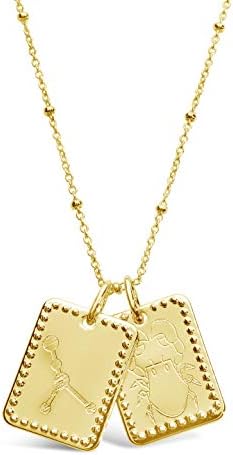Sterling Forever - Zodiac Tag Pendant Necklace - 14K Gold Plated & Rhodium Plated Brass - Statement Zodiac Fashion Necklace - Adjustable Chain, Lobster Clasp - 16” Chain, 2” Extender - Nickel Free