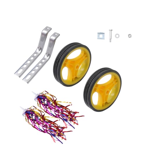 Ruedas de Entrenamiento para Bicicleta Hemoton con Soporte Amarillo y Cinta Colorida, Compatibles con Bicicletas de 12 a 20 Pulgadas, Soporte de Equilibrio para Niños miniatura 1