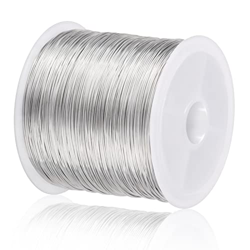 EVERMARKET 328Ft Jewelry Wire - 26 Gauge Tarnish Resistant Copper Beading Wire for Jewelry Making, 0.4mm X 100m (Silver)