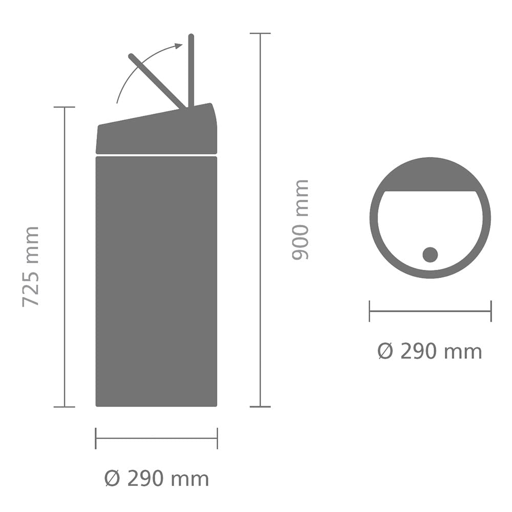 Brabantia Bo Touch Poubelle de cuisine 30 L | Grande poubelle douce au toucher avec seau intérieur | Poubelle à dos plat peu encombrante pour la cuisine | Solution de déchets élégante | Gris confiant