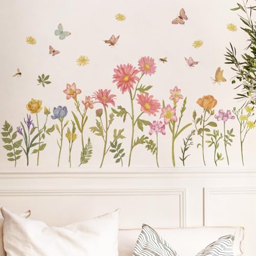 Runtoo Vinilos Decorativos de Pared Flores Boho miniatura 2