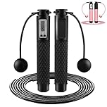 Aniuge Skipping Rope，Skipping Rope with Counter,Digital Speed Jump Rope,Speed jumping rope，For Kids Adults Fitness, Tangle-free Adjustable Rope, Weighted & Non-slip Handle for Fitness