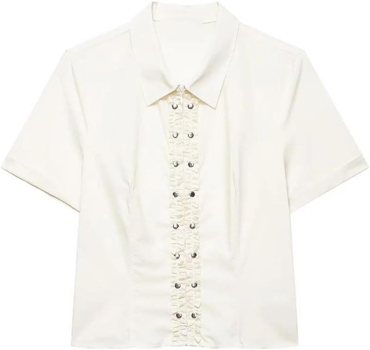 Women's Lapel Poplin Short Sleeves Zipper Mini Skirt Casual Summer Solid Two Piece Set