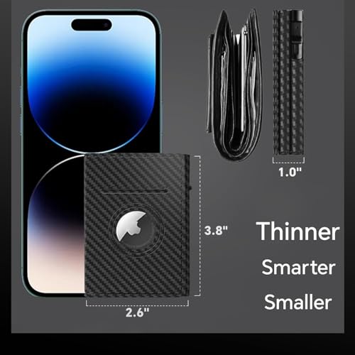 Airtag Wallet with Airtag Holder, Air Tag Wallet for Men, Minimalist Wallet for Men for Apple Airtag (No Airtag Included)（Carbon Fiber）3