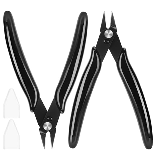 PamMittul 5 Inch Micro Wire Cutters 2 Pack Precision Flush Cutters Sharp Zip Tie Cutter Small Flush Cut Pliers for Crafting Floral 3D Print Jewelry Making Plastic Models Electronics