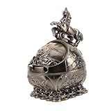 TOYANDONA Cenicero Retro con Tapa Diseño Antigüo Estilo Chino Bronce Cenicero Resistente al Viento para Decoración de Patio Oficina y Salón Regalo Práctico y Elegante