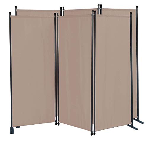 QUICK STAR 2 Stück Paravent 3 Teilig 170 x 165 cm Beige - Garten & Balkon Sichtschutz Stellwand Innen & Außen - Raumteiler Trennwand Faltbar Blickdicht & Wetterfest