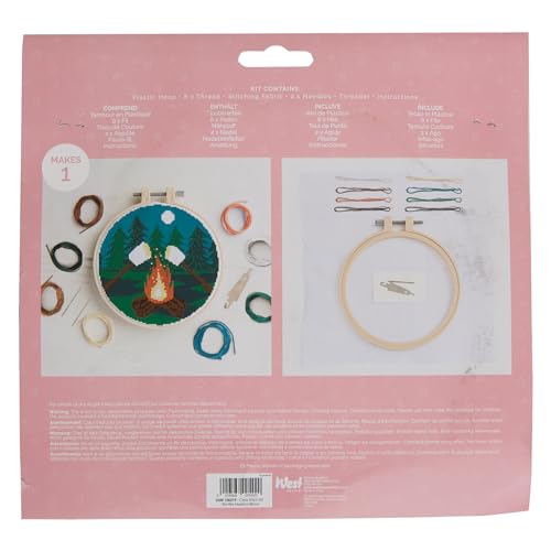 Simply Make Cross Stitch Kit, Bonfire Marshmallows for Kids and Adults Including Hoop, Embroidery Thread, Fabric and Needle - Image 3