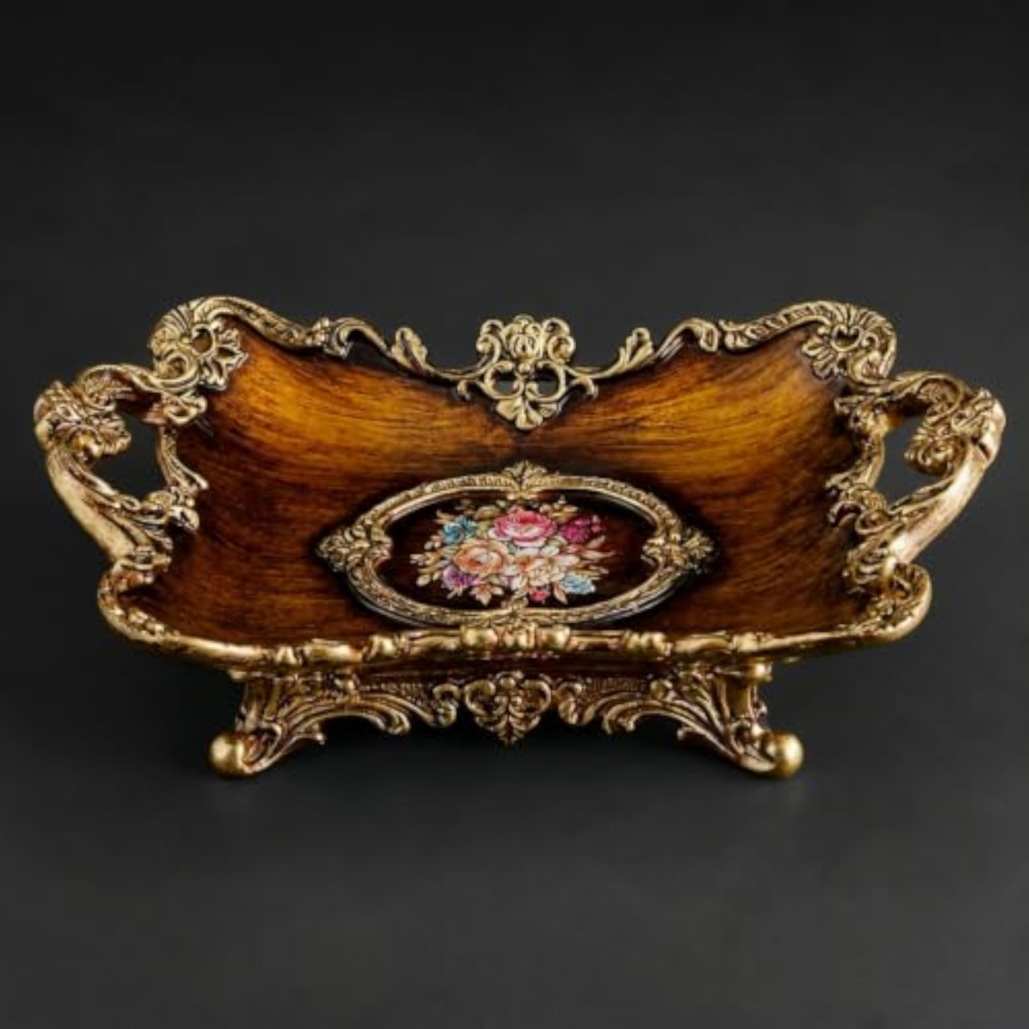 Hand-Painted Decorative Holder Ornate Resin Fruit Holder