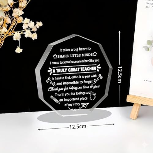 Image of DIGI ARTS Hexagonal Acrylic Crystal Keepsake Cherished Teacher Appreciation Gift for Birthdays, Retirement & Christmas | Perfect from Students