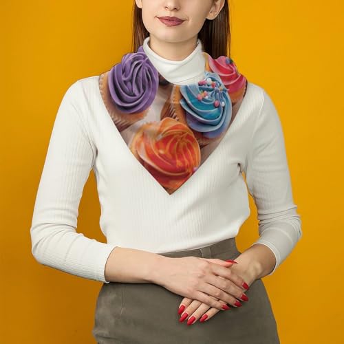 Birthday Cupcakes Head Scarf Like Silk Scarf Lightweight Fashion Satin Hair Bandanas for Women Boho Headscarf Hair Wrap Bandana Headband Handkerchief Silk Scarves for Bag Purse Neck 25 Inch3