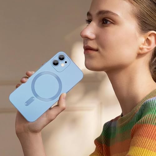 Image of DIZORO Magnetic Case for iPhone 12 Cover [Compatible with MagSafe][Built-in Camera Lens Protector] Slim Soft Silicone Bumper Shockproof Metallic Luster Back Cover Phone Cases (Sierra)