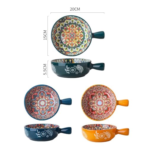Miniatura 2 de Xfeyaqlo Gran Capacidad 600 Ml Ensaladera, Estilo Bohemio Bol Desayuno, Cuencos Aperitivos, Cuencos Ceramica Apto Para Ensaladas, Fideos Instantáneos, Muesli, Bocadillos, Frutas, Aperitivos Verde