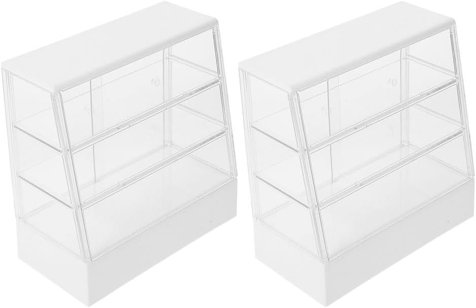ibasenice 1 12 Scale Miniature Cake Display Cabinet with Sliding Door for Dollhouse Bakery Furniture Kitchen Accessory 5.23X5.11X2.59 Inch
