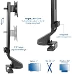 VIVO Black Adjustable Single Monitor Mount for Sit-Stand Workstation, Desk Converter, Monitor Arm Fits 1 Screen up to 32 inches STAND-V001U