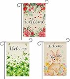 3 Pack Happy Valentines Day Garden Flag St Patrick’s Day Garden Flags Easter Garden Flags 12 x 18 Inch Seasonal Double Sided Outdoor Yard Flags – Weather Resistant Spring Holiday Decor for Garden, Porch or Lawn