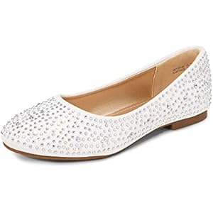 DREAM PAIRS Girls Dress Shoes Slip on Ballerina Flats for Wedding/Party 2 Little Kid Muy-shine-white