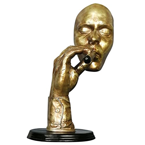 BBAUER Home Office Decorations Retro Abstract Sculpture Man Smoking Cigar Creative Statue Character Resin Figurine Artwork