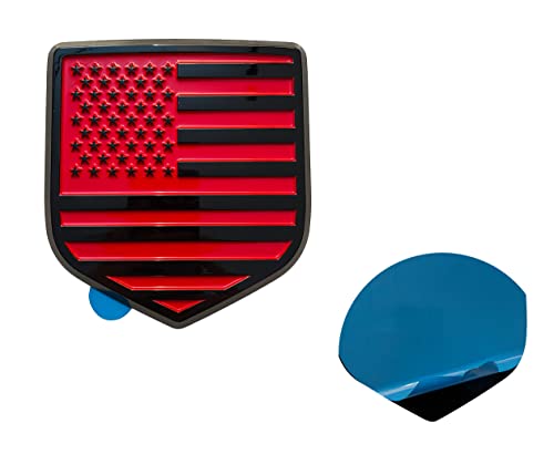 Image of American Flag Emblem Decal Badge Compatible with Dodge Ram 1500 /2500 /3500 (2009-2018, American Flag) (red)