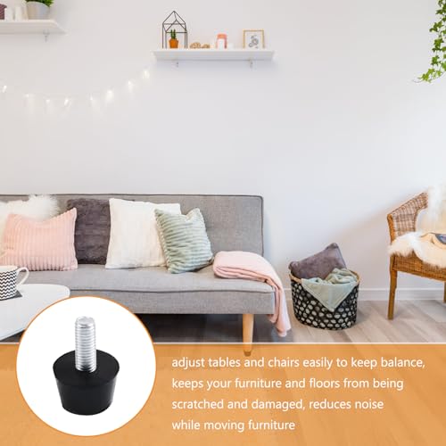 MOROBOR Möbelnivellierer aus Gummi mit M8-Gewinde, 12 Stück, Möbelnivellierer, verstellbare Möbelnivellierer, Tischstuhlfüße, Gleiter für Tisch, Stuhl, Schrank