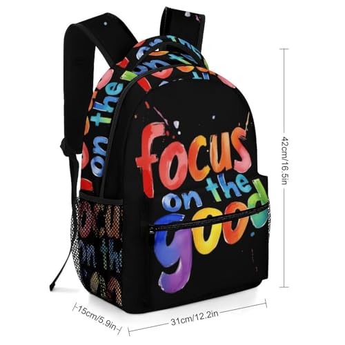 Focus on The Good Funny Backpack Casual Daypack Lightweight Shoulders Bag for Men Women Cute Print2