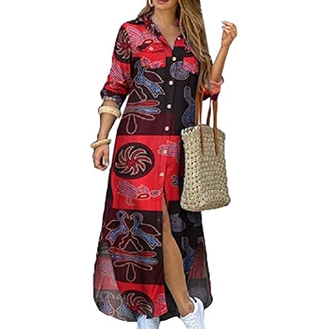 EFOFEI Abrigo Largo Vaquero con Solapa para Mujer Cover