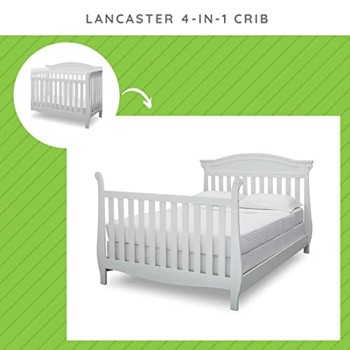 Full-Size Conversion Kit Bed Rails for Lancaster Convertible Crib Compatible with Delta Children - Solid Wood Rail - Toddler & Adult Bed Rail for Full-Size - Nursery Furniture (Bianca White - 130)
