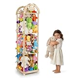 VIHBRAI Holz Kuscheltier Aufbewahrung, Stofftier Aufbewahrung mit 360&deg;Bremse-Ausgestattete R&auml;der, 150 * 40 * 40cm Pl&uuml;schtier Spielzeug Organizer f&uuml;r Kinderzimmer, Wohnzimmer und Schlafzimmer