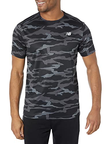 New Balance Men's Accelerate Short Sleeve, Black Camo , Medium #TOP14