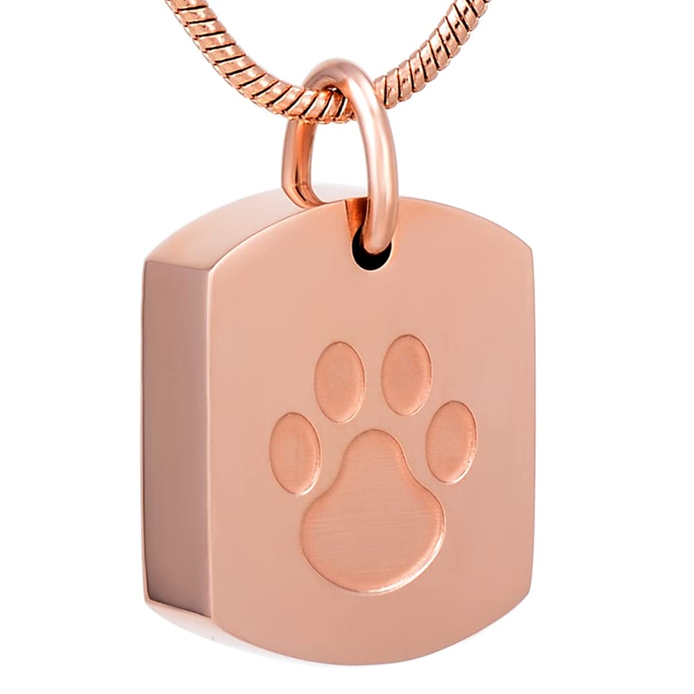Cendres souvenir acier inoxydable or rose sous forme de cube médaillon pour deuil animalier
