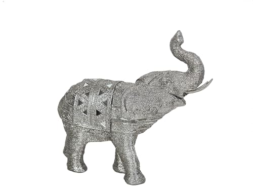 Statue éléphant résine argentée grand format objet déco design - 2